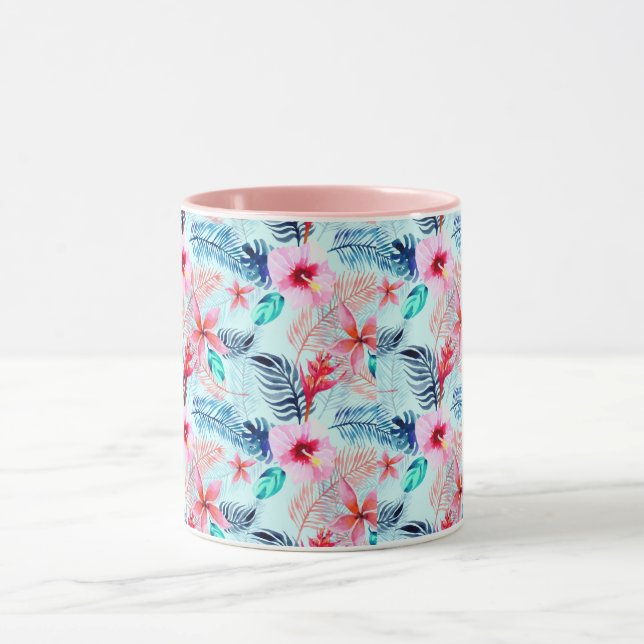 Taza Flores tropicales rosadas (Centro)