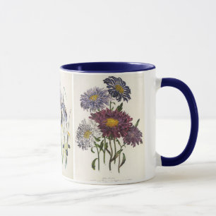 Taza Flores Vintage Florales, Asteres, Lirios y Amapola