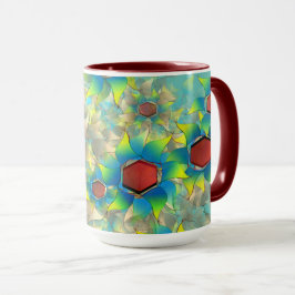 Taza Flores virtuales diferentes, pétalos azules sobre 