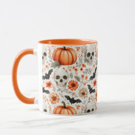 Taza Flores y calabazas de Halloween