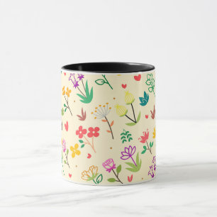 Taza Flores y corazones de la primavera del jardín de a