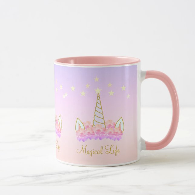 Taza Flores y estrellas de unicornio (Derecha)