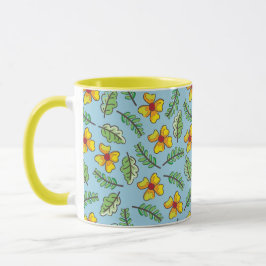 Taza Flores y Hojas Amarillas de Campo
