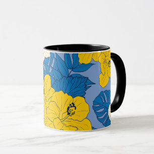 Taza Flores y hojas de Hibiscus