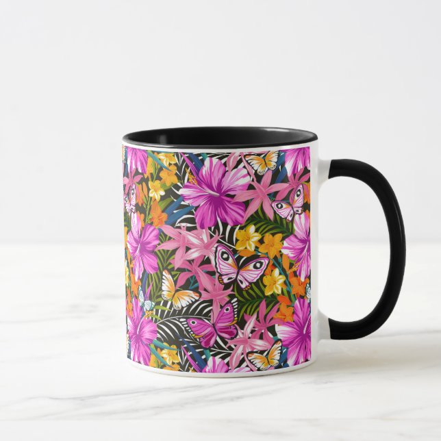 Taza Flores y hojas tropicales (Derecha)