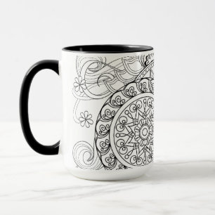 Taza Flores y mandalas del Doodle