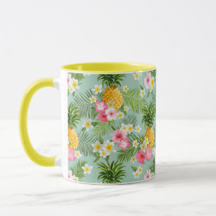 Taza Flores y piñas tropicales