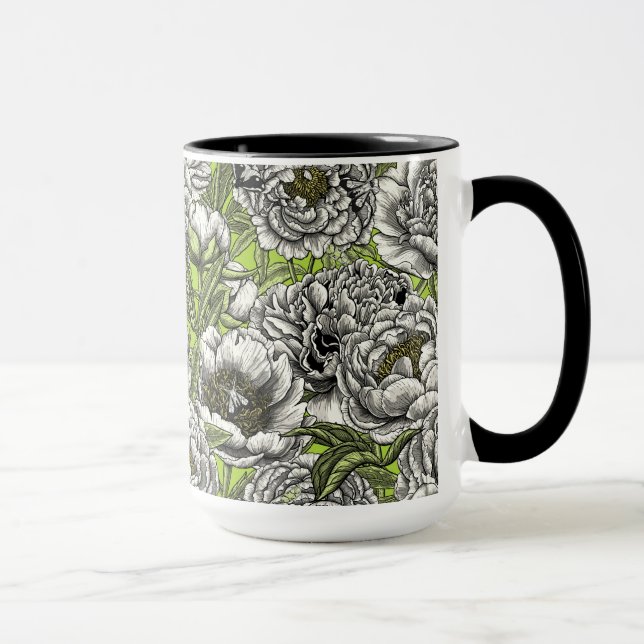 Taza Flores y polillas de peones blancos (Derecha)
