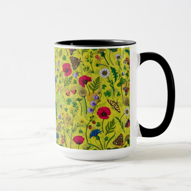 Taza Flores y polillas silvestres en verde (Derecha)