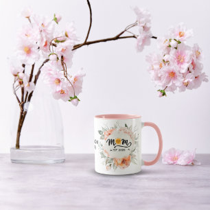 Taza FlorL Rosa Mamá Establecida Nombre Escrito a Mano 