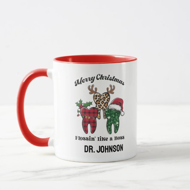 Taza Flosina navideña personalizada como un jefe (Izquierda)