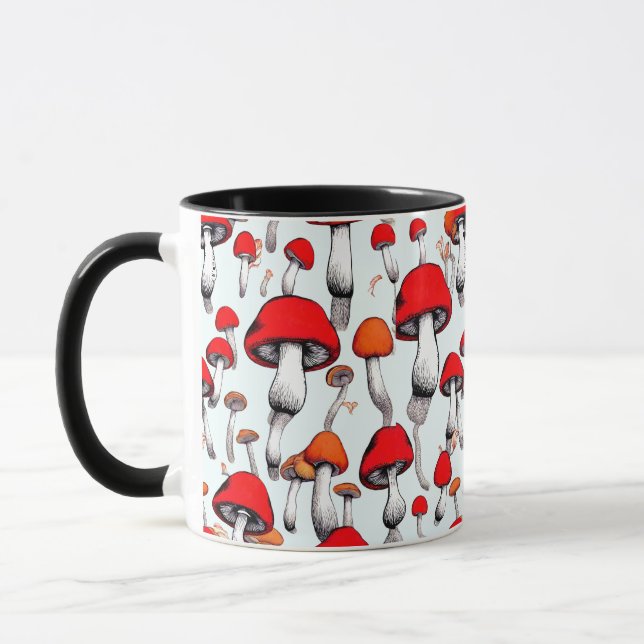 TAZA FLOTANDO MUSHROOMS ESTILO COMICBOOK NARANJA ROJO (Izquierda)