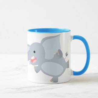 Taza flotante del elefante del dibujo animado