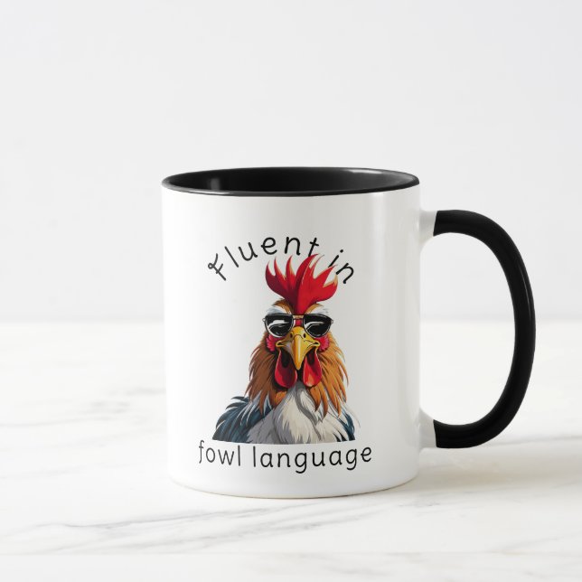 Taza Fluent In Fowl Language Mug - Rooster Punny Gift (Derecha)