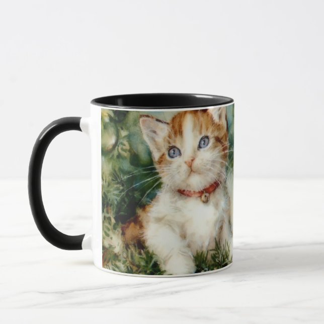 Taza Fluffy christmas cat Watercolor (Izquierda)