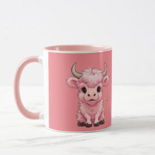 Taza Fluffy Pink Highlands Scottish Cow