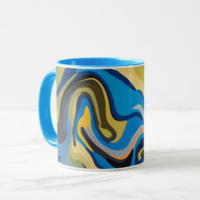 Taza Flujo abstracto de tonos azules y terráneos (Anverso izquierdo)