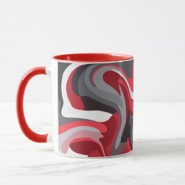 Taza Flujo de color rojo, blanco y gris abstracto