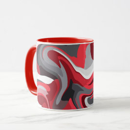 Taza Flujo de color rojo, blanco y gris abstracto
