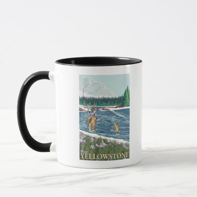 Taza Fly Fisherman - West Yellowstone, Montana (Izquierda)