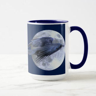 Taza Flying Black Raven & Moon Gótico Wildlife Design