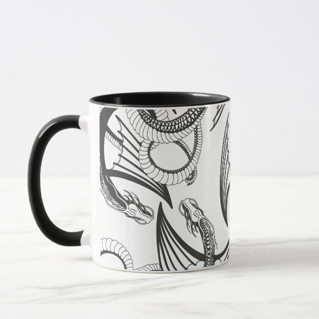 Taza Flying Dragon in dark gray and white. (Izquierda)