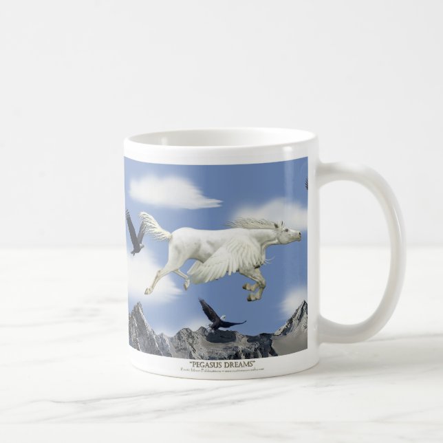 Taza Flying Pegasus, Eagle & Mountains Fantasy Art (Derecha)