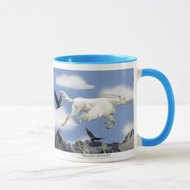 Taza Flying Pegasus, Eagles & Mountains Fantasy Art (Derecha)