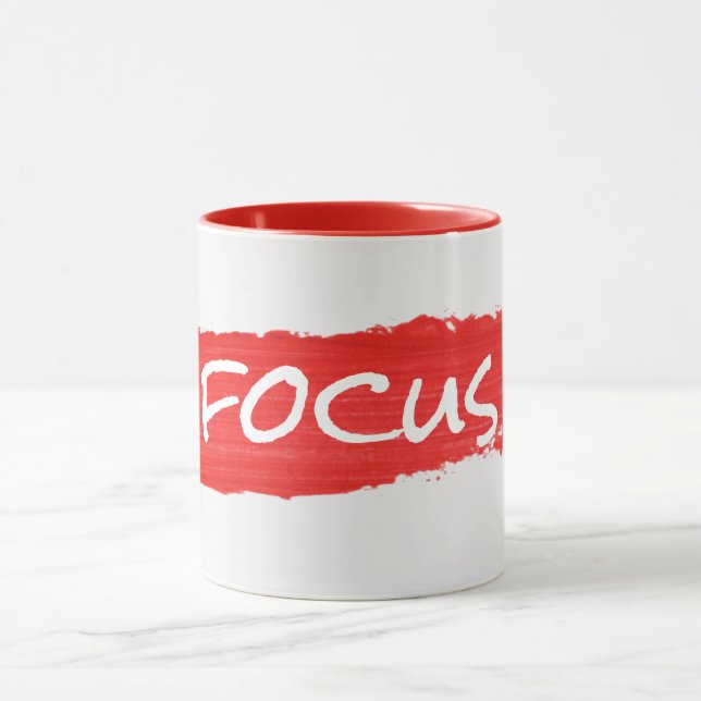Taza FOCUS Textos Sobre Pintura Roja (Centro)