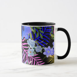Taza Foliage botánico de Fern floral colorido retro