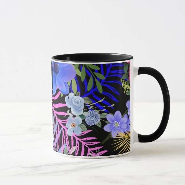 Taza Foliage botánico de Fern floral colorido retro (Derecha)