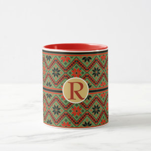 Taza Folklore Mug Monograma personalizado rojo VERDE ac