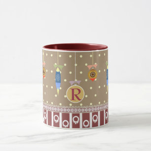 Taza Folklore Mug Monograma personalizado Xmas Baubles
