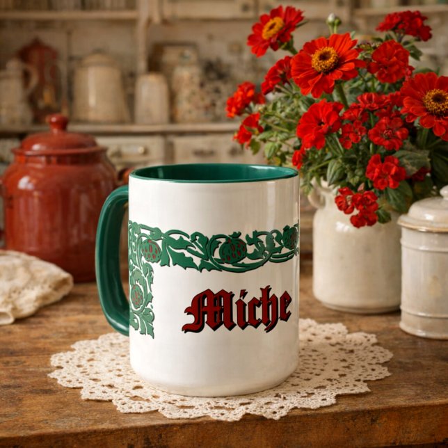 Taza Follaje Floral Retro Personalizado (Subido por el creador)