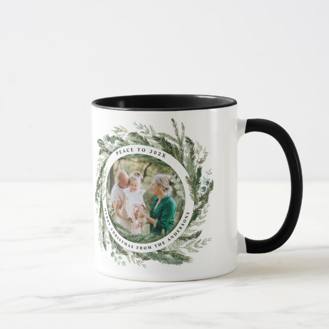 Taza Follaje moderno guión de paz foto cof verde (Derecha)