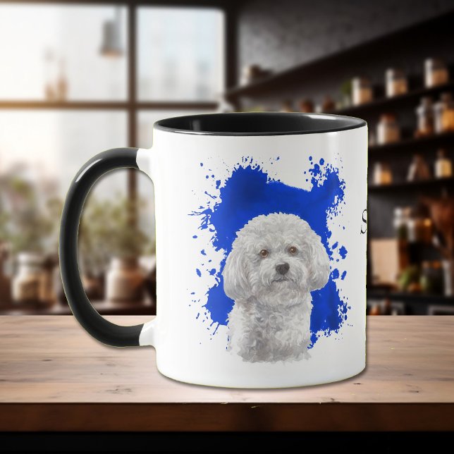 Taza Fondo abstracto azul Bichon Frise (Subido por el creador)