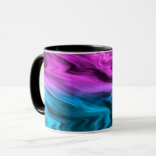 Taza Fondo borroso de moda rojo y azul  (Anverso izquierdo)