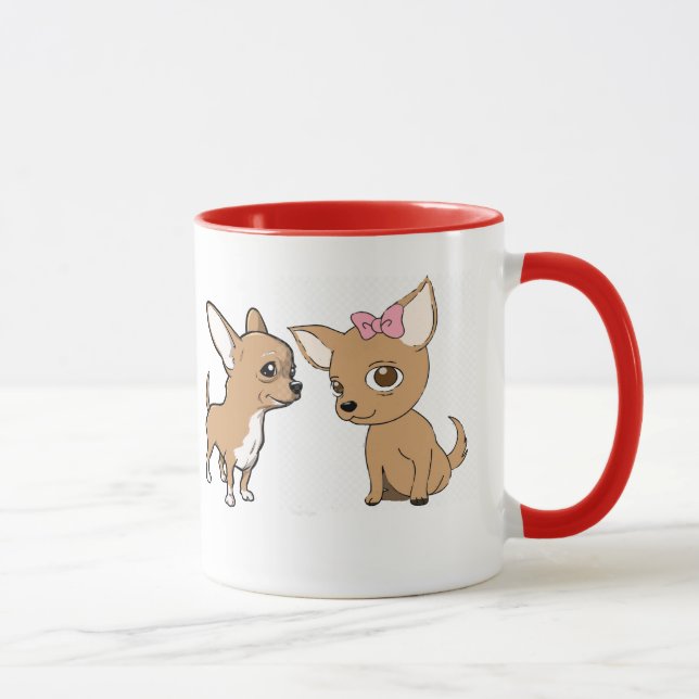 Taza Fondo de Chihuahuas animado lindo (Derecha)