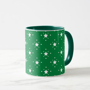Taza Fondo de Navidad verde con estrellas
