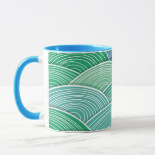 Taza Fondo de ondas verdes abstractas encrespadas