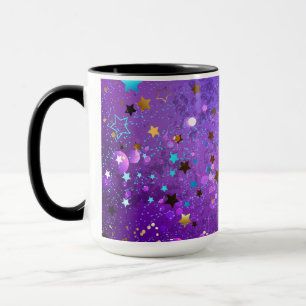 Taza Fondo de Relieve metalizado púrpura con estrellas