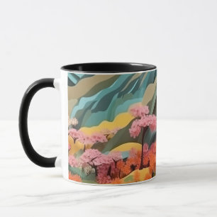 Taza Fondo del efecto 3D del paisaje japonés