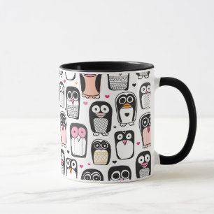 Taza fondo del ilustracion del pájaro del pingüino