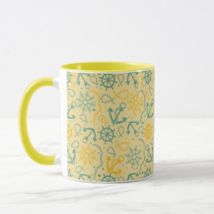 Taza Fondo retro con el ancla, cuerdas