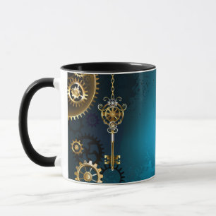 Taza Fondo turquesa de vapor con engranajes