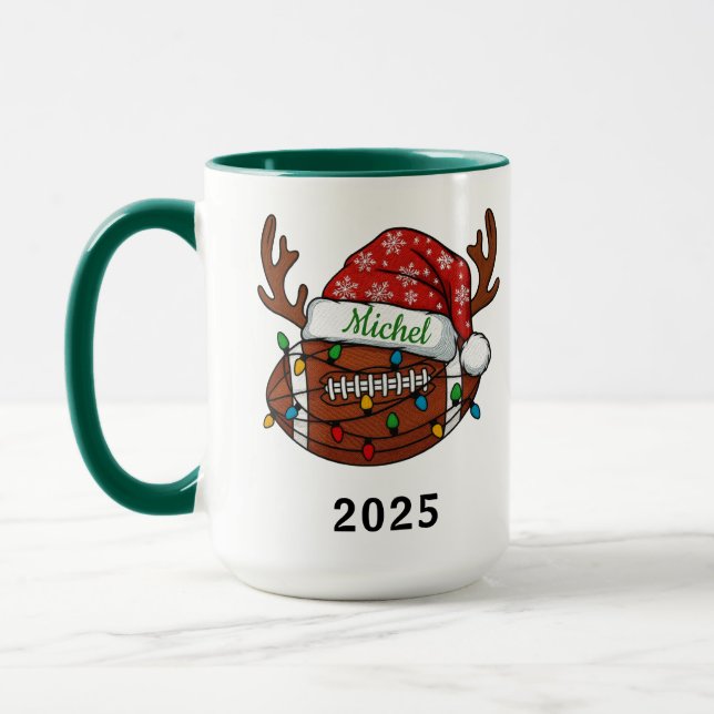 Taza Football Sports Christmas 2025 Mug | Custom Name (Izquierda)