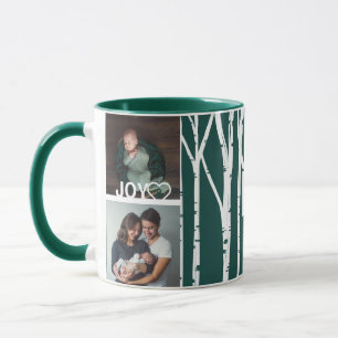 Taza Forestal Green Birch Tree Love & Joy Multiple Phot
