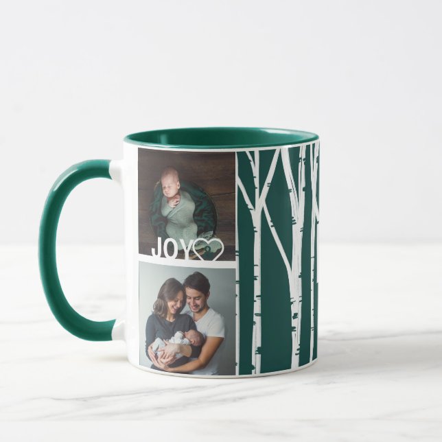 Taza Forestal Green Birch Tree Love & Joy Multiple Phot (Izquierda)