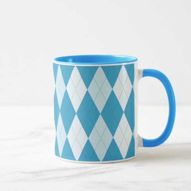 Taza Forma de Diamante Pequeña de Peacock Blue Argyle (Derecha)