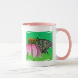 Taza Forma negra de la mariposa cola de golondrina orie